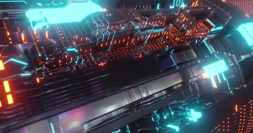 Motion graphic 4K seamless loop of abstract technology, led and particles.