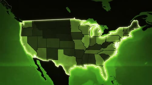 Glowing USA Map Network Connections Data Flow Animation