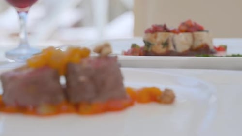 Delicious Plate of Food with Colorful Garnish