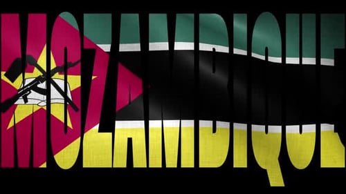 Mozambique Flag Waving Text Reveal Title Animation
