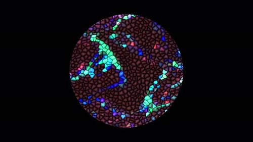 animierte runde Form mehrfarbiger blinkender Lichter auf schwarzem Hintergrund