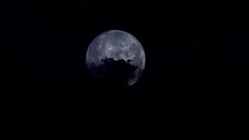 Atmospheric Full Moon with Dynamic Cloud Movement