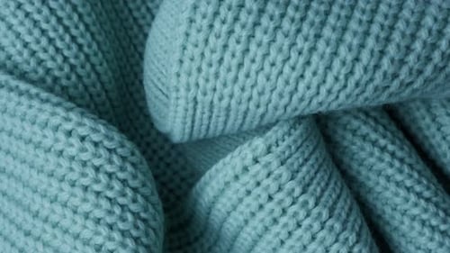 Detailed Light Teal Knitted Fabric Texture