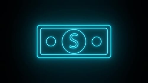 Animated Neon Dollar Bill Money Icon