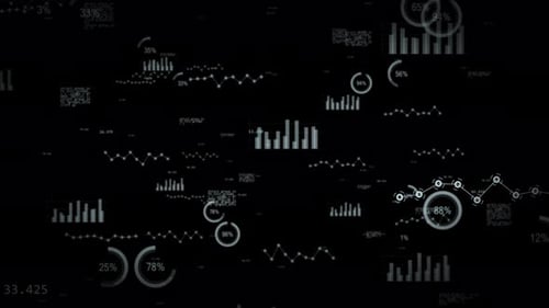 Futuristic Digital Data Visualization Charts and Graphs Background