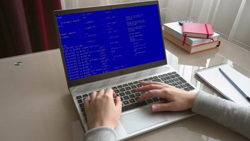 Source code on the monitor screen.