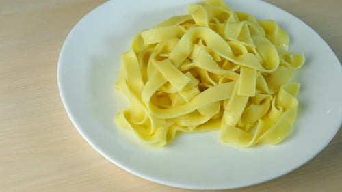 Pasta with Meat and Vegetables on a Plate
