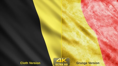 Waving Belgium Flag Animation with Clean and Grunge Styles