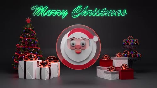 Merry Christmas 3D Santa Icon and Title Animation