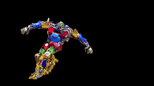 Vibrant Abstract Robot Figure Dancing Animation