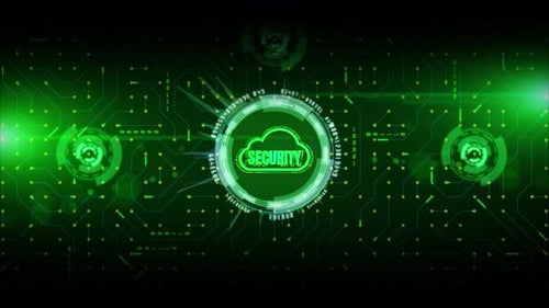 Futuristic Cloud Security Digital Display Animation