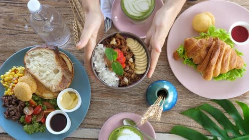 Top View of Serving Vegan Balanced Meal Full of Vitamins and Proteins