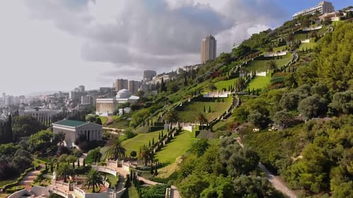 Bahai-Gärten mit Vogelperspektive