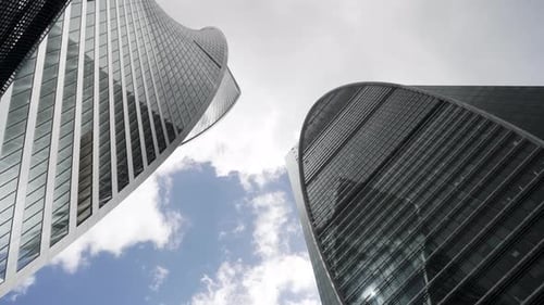 Low angle view of Moscow-City skyscrapers