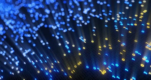 Abstract seamlessdigital binary code matrix background VJ loop with flare.