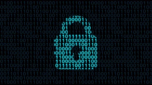 Futuristic Binary Code Padlock Reveal Animation