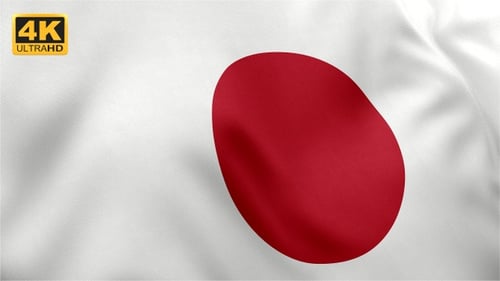Waving Japanese Flag Realistic Animation
