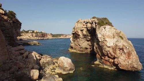 Es Pontas Natural Stone Arch in Cala Santanyi in Mallorca or Majorca, Spain