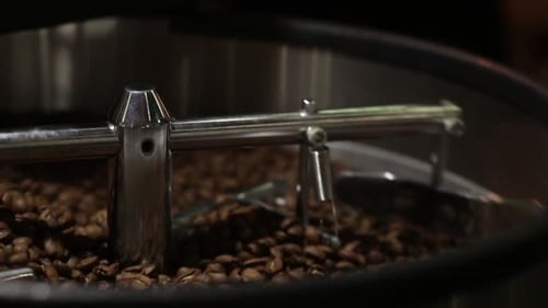 Coffee Beans Roasting in Rotating Drum