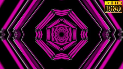 Abstract Neon Hexagon Tunnel Loop Background