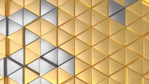 Abstract Gold and Silver Metallic Triangle Background Loop