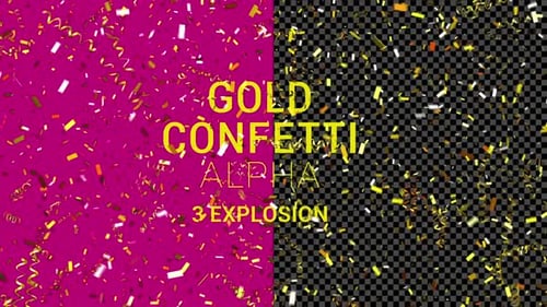 Sparkling Gold Confetti Burst with Alpha Channel