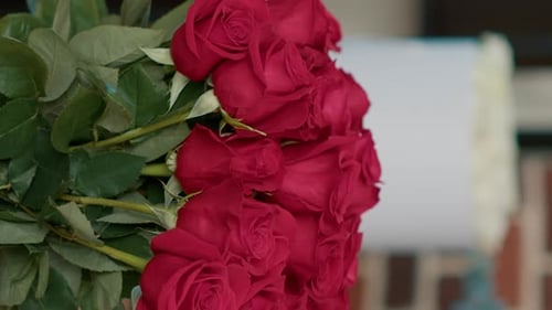 Close Up of a Bouquet of Red Roses