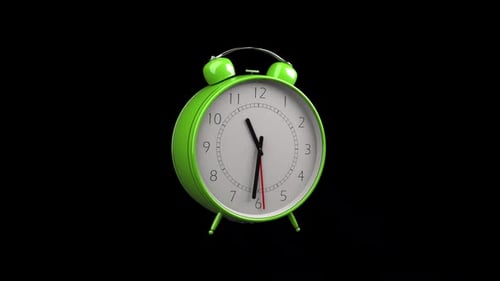 Animated Green Alarm Clock Showing Time Passing