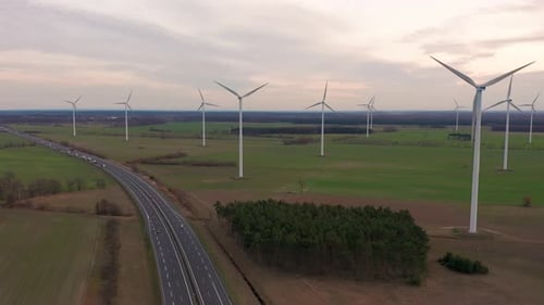 Windmill Wind Power Technology - Aerial Drone View on Wind Power, Turbine, Windmill, Energy