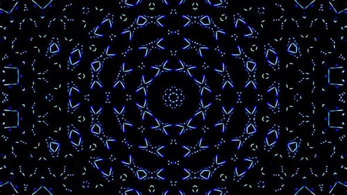 Abstract Glowing Blue Kaleidoscope Loop Background