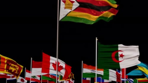 Waving National Flags Collection with Alpha Channel