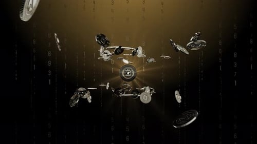 Digital Crypto Coins Falling Reveal