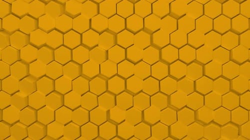 Abstract yellow hexagonal background. A large number of green hexagons