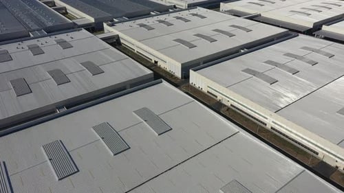 Factory building in city