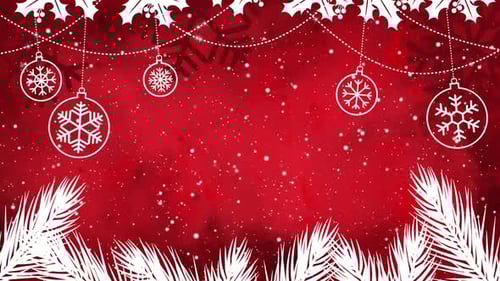 Animated Christmas Holiday Background with Falling Snow and Ornaments