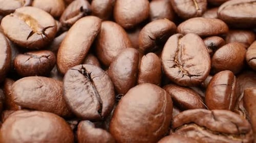 Close-up, Smooth Moving Roasted Coffee Beans