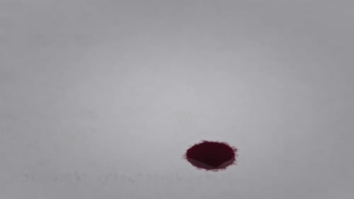 Red Liquid Drop Spreading on Gray Surface