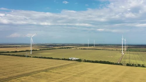 Wind Turbines Generating Clean Energy on Farmland