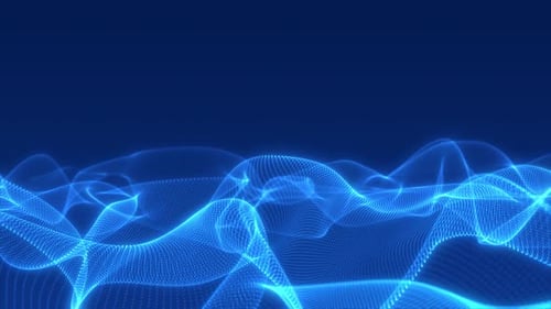 abstract wave digital technology blue background with glow effect