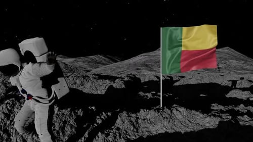 Astronaut Plants Benin Flag on Moon Surface