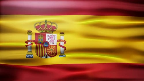 Realistic Waving Spain Flag Seamless Loop Animation