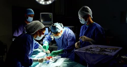 Surgeons Performing Surgery in a Hospital Operating Room