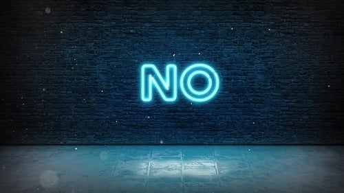 Flickering Neon Blue 'NO' Text Sign Animation