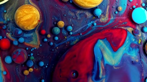 Colorful Paints Spreading in Motion, Abstract Art