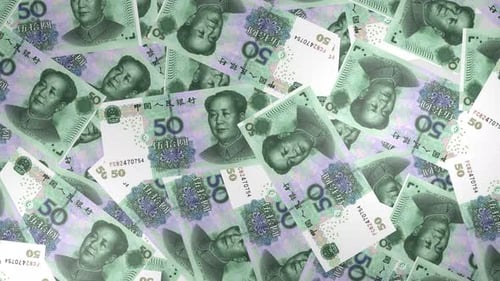 Falling Chinese Yuan Banknotes Money Loop