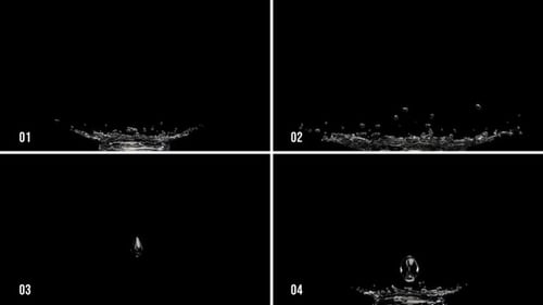 Realistic Slow Motion Water Drop Splashes Pack with Alpha