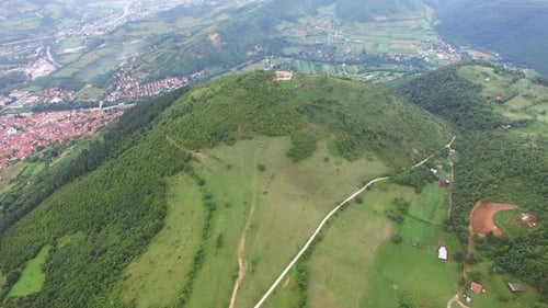 Panoramic view of ancient pyramids in Visoko, Bosnia