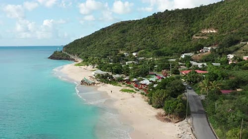 Drone footage of sand beach in the Caribbean