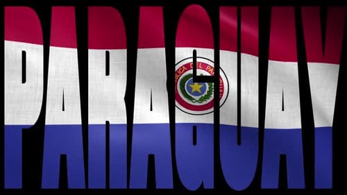 Waving Paraguay Flag Text Animation with Realistic Fabric Texture
