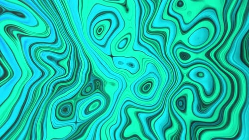 Abstract Liquid Animation Background of Flowing Blue Green Swirls
